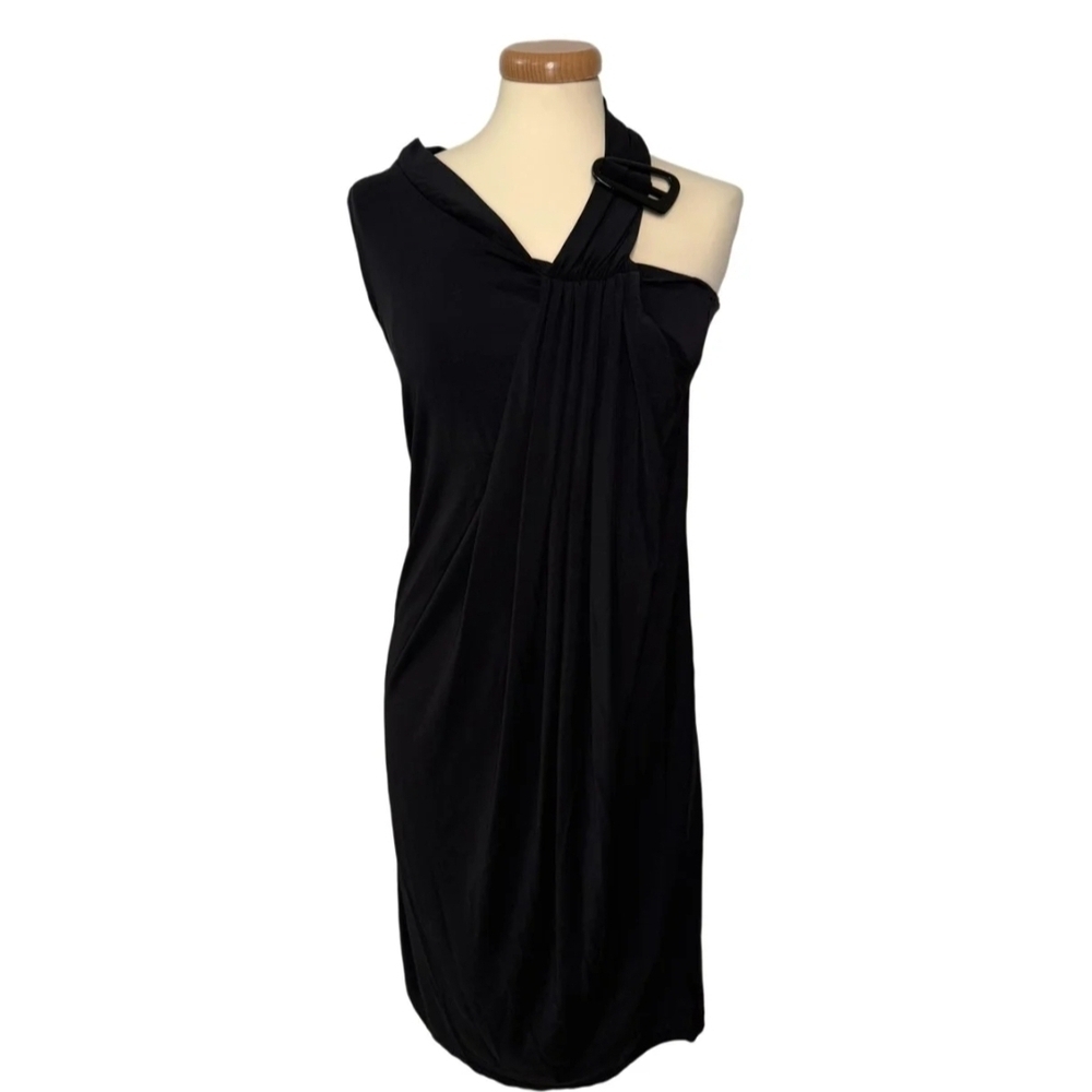 MaxMara Chic One-Shoulder Black Dress Made In Italy Size 44